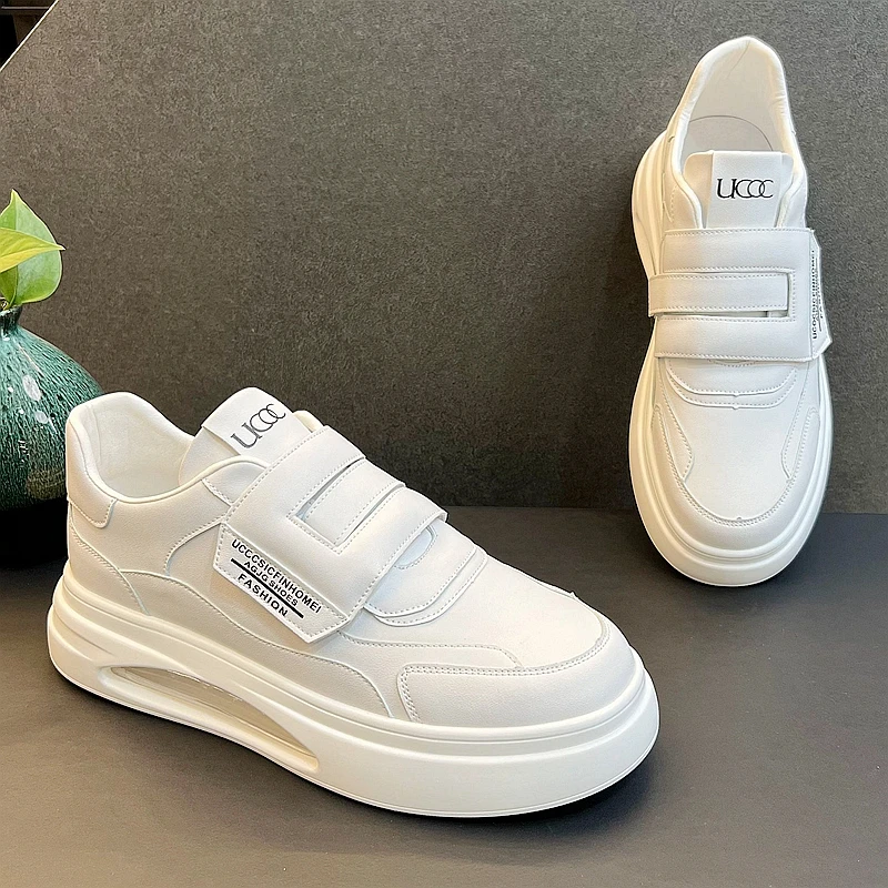 男鞋增高透气休闲运动2025秋冬新款潮鞋百搭白色厚底板鞋白鞋子男