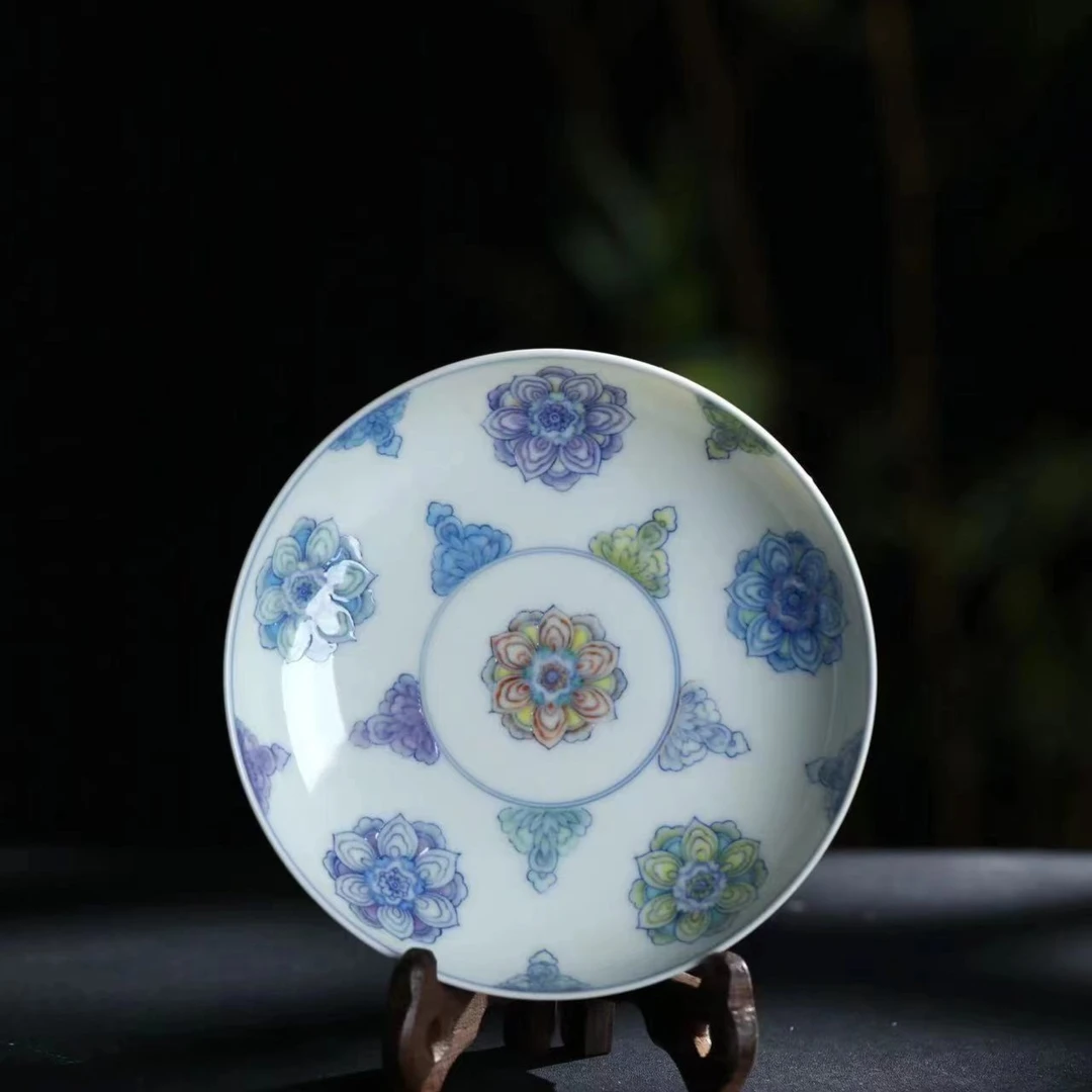 景德镇景雨工坊斗彩宝象花壶承手工手绘