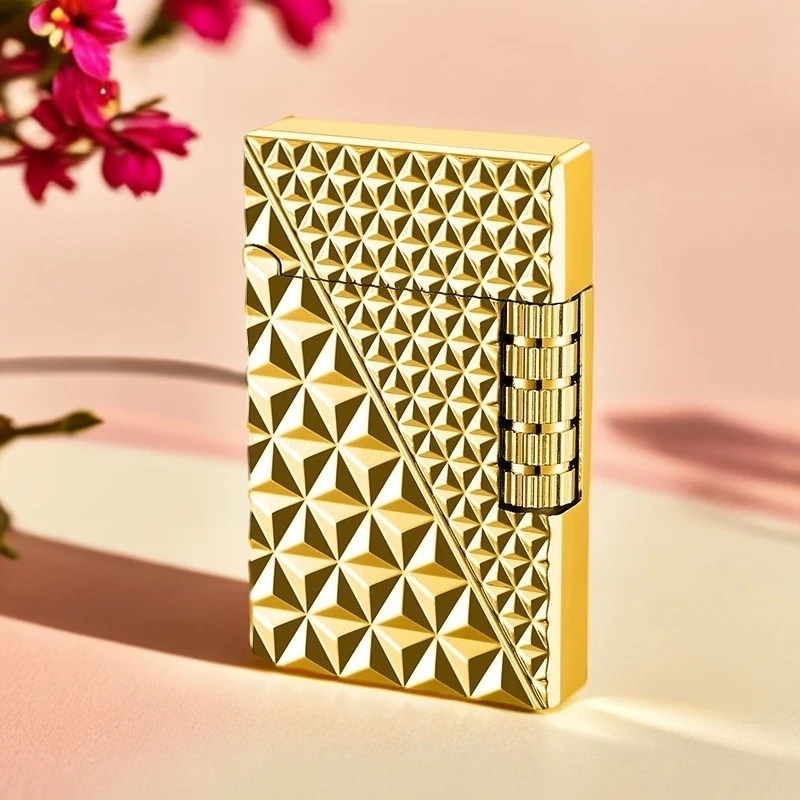 高档金属打火机充气个性耐用火石砂轮明火侧滑送男友老公礼物朗声