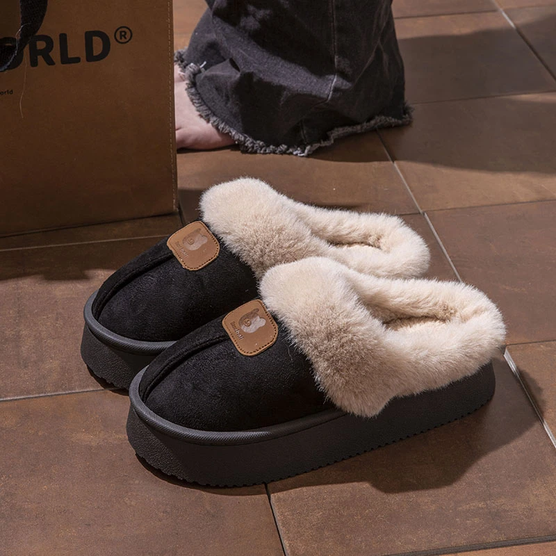 棉拖鞋女士冬季舒适保暖室内外穿时尚百搭防水加绒软底棉鞋女款