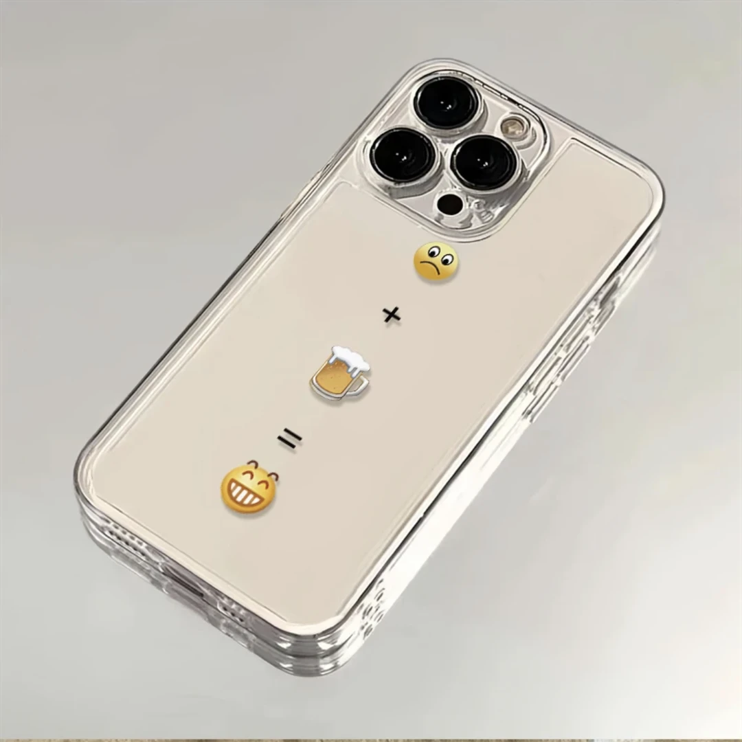 喝酒开心表情适用iphone15promax苹果手机保护壳14透明13pro12/11