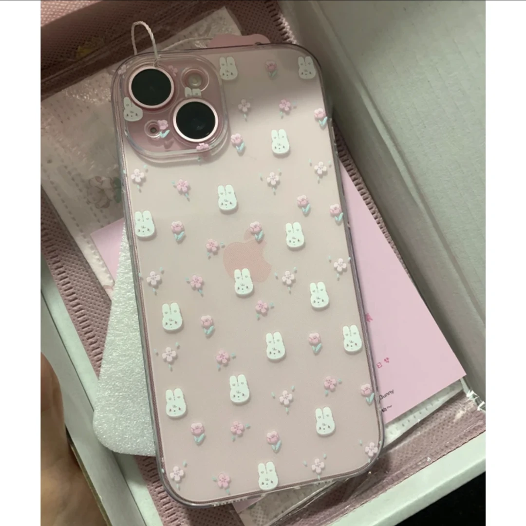 花花小兔适用苹果小米oppovivo华为iPhone12卡通/13/14/15/软XR