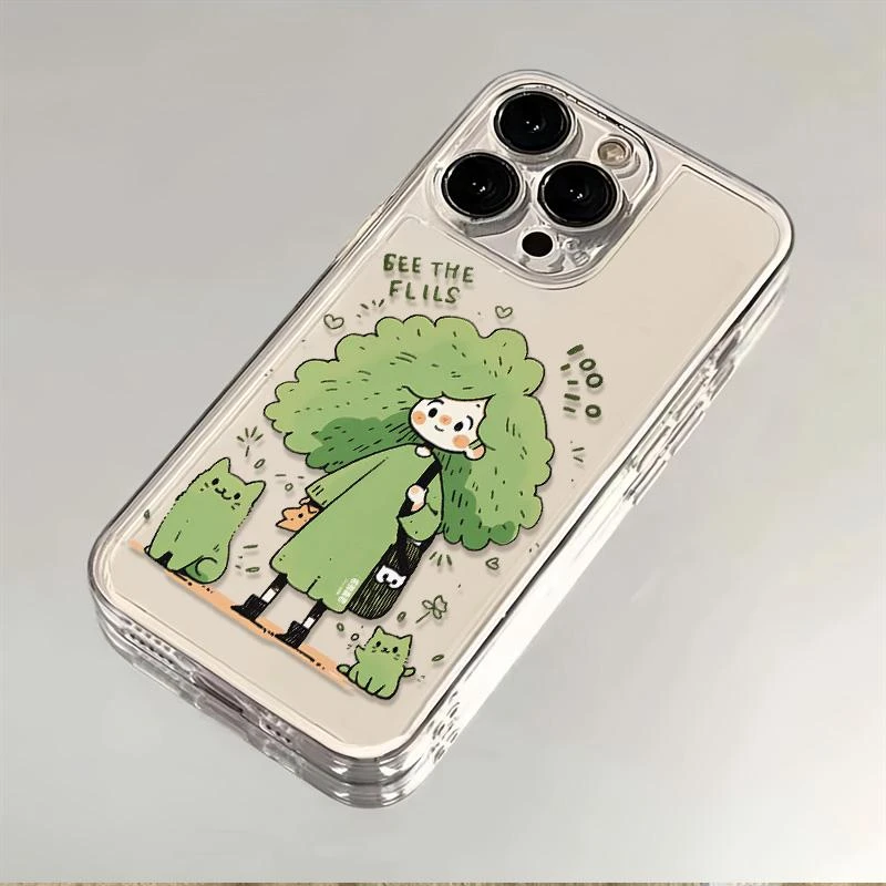 绿头发女孩苹果小米oppovivo华为适用iPhone12/13/14/15手机壳