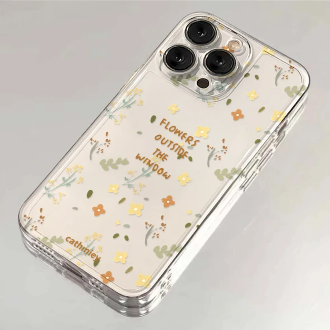 春日英文碎花iphone15苹果手机壳14promax软胶13pro透明12/创意XR