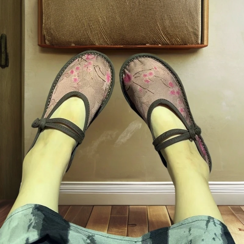 （千层底一枝梅）千层底盘扣布鞋