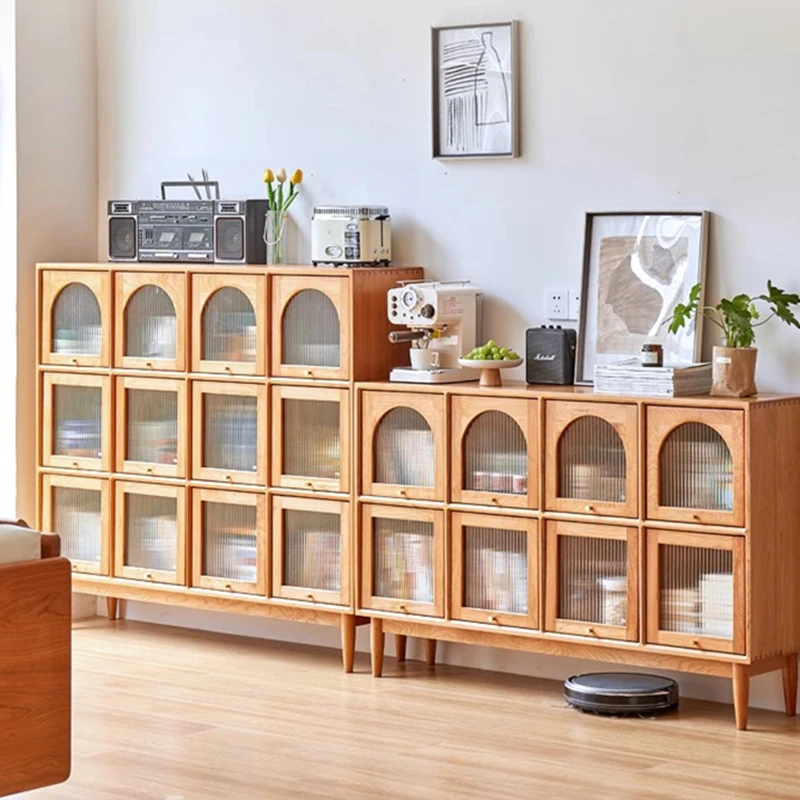 【晚枫展示柜】管木匠实木简约展示柜书柜樱桃木客厅手办复古置物柜