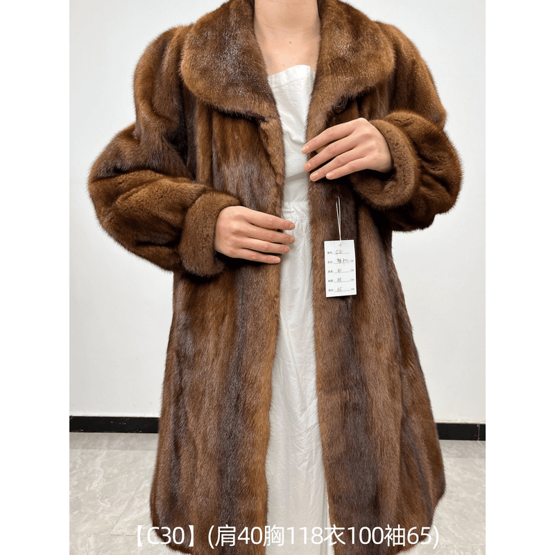 【C30】美拉德全抽中古外套vintage古着整貂女母貂娃娃领泡泡袖
