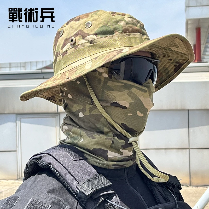 军迷迷彩奔尼帽户外登山骑行野营钓鱼防晒透气速干面罩遮阳迷彩帽
