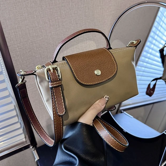 撞色小包包潮流大包托特包2025年夏季女包饺子包尼龙布单肩包