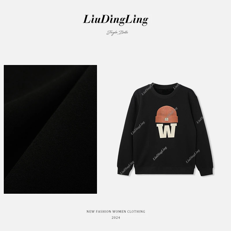 秋冬加绒加厚男女情侣款情侣INS圆领卫衣-W帽子