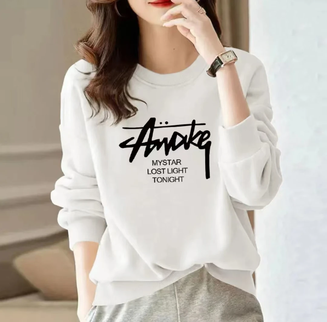 时尚百搭男女情侣款青春设计感情侣INS圆领卫衣-A+字母