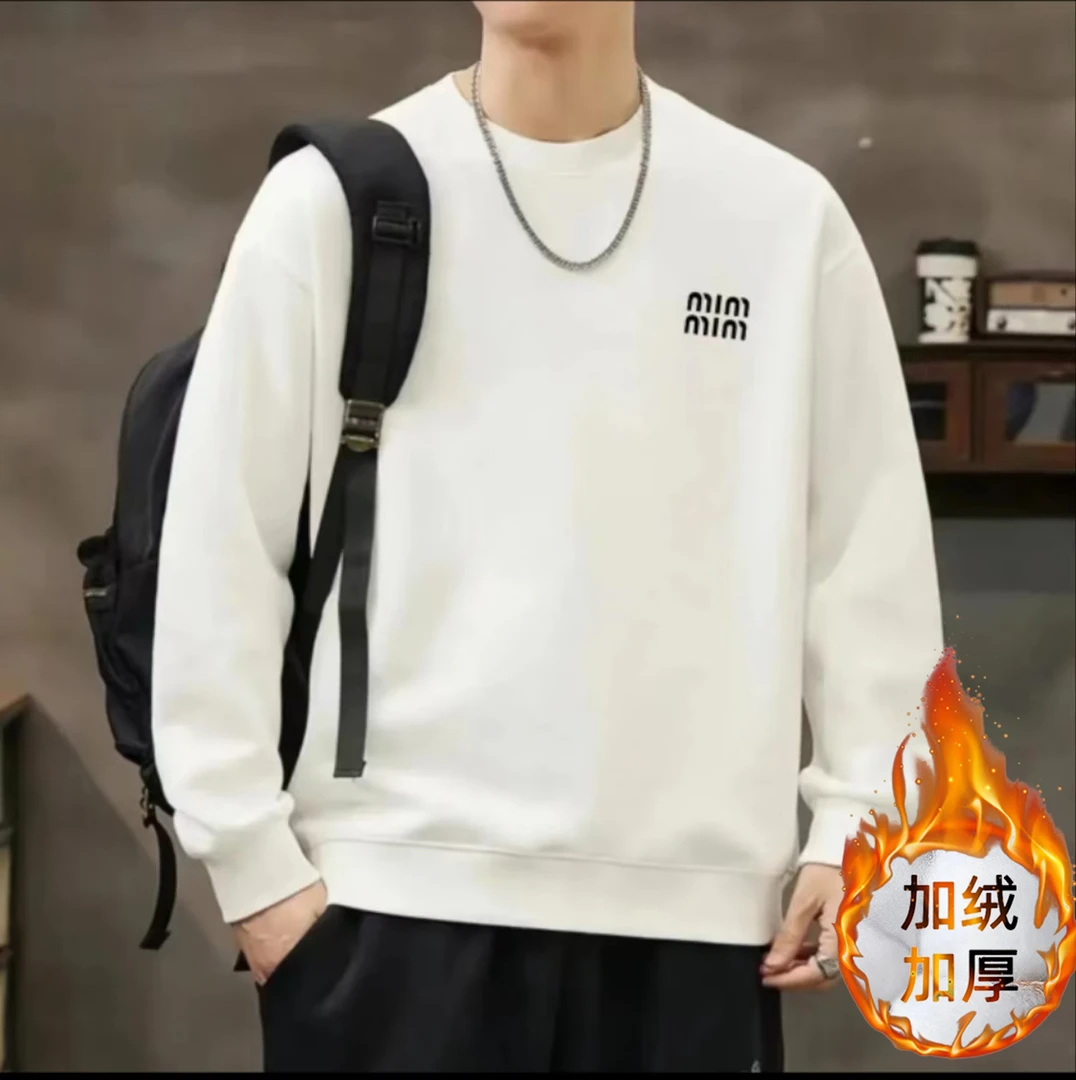 加绒加绒时尚百搭男女情侣款青春设计感情侣INS圆领卫衣-MIM字母