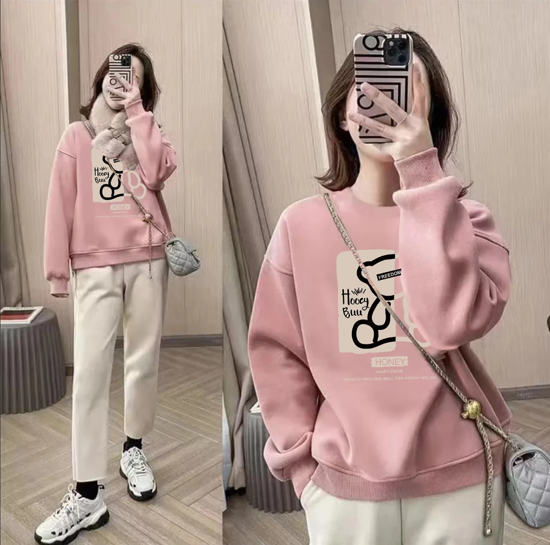 93710时尚百搭男女情侣款青春设计感情侣INS圆领卫衣-阳光小熊