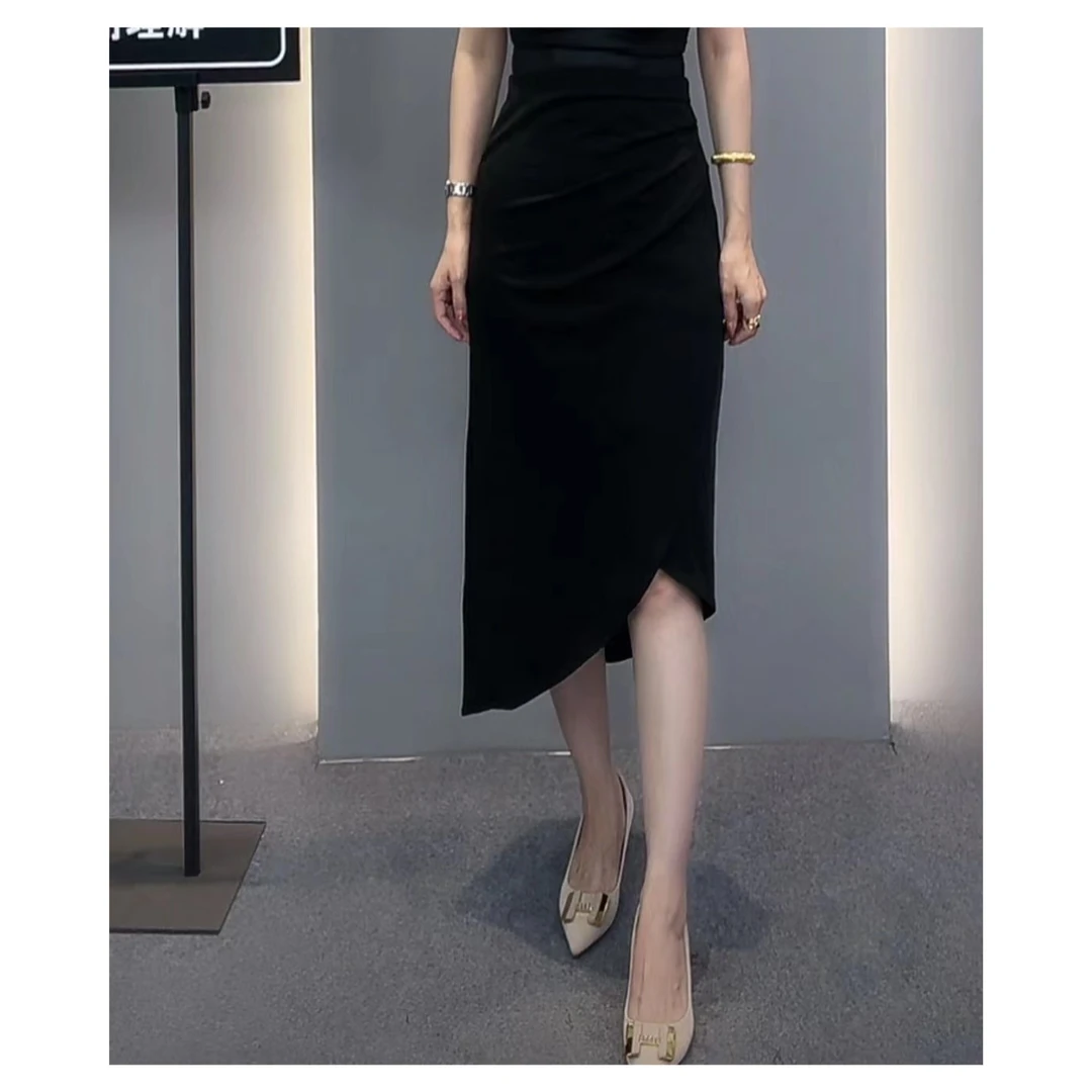 【璐吉尔】秋冬百搭不规则包臀半身裙Q5229高腰包臀裙开叉气质