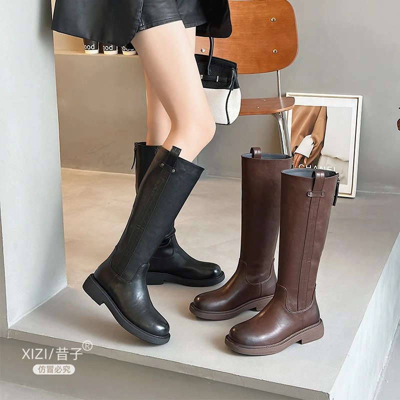 昔子999新款长靴骑士靴瘦瘦靴烟管靴秋冬百搭 中长筒女靴保暖爆款