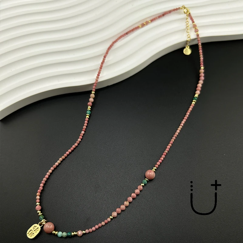 0025红纹圆珠项链