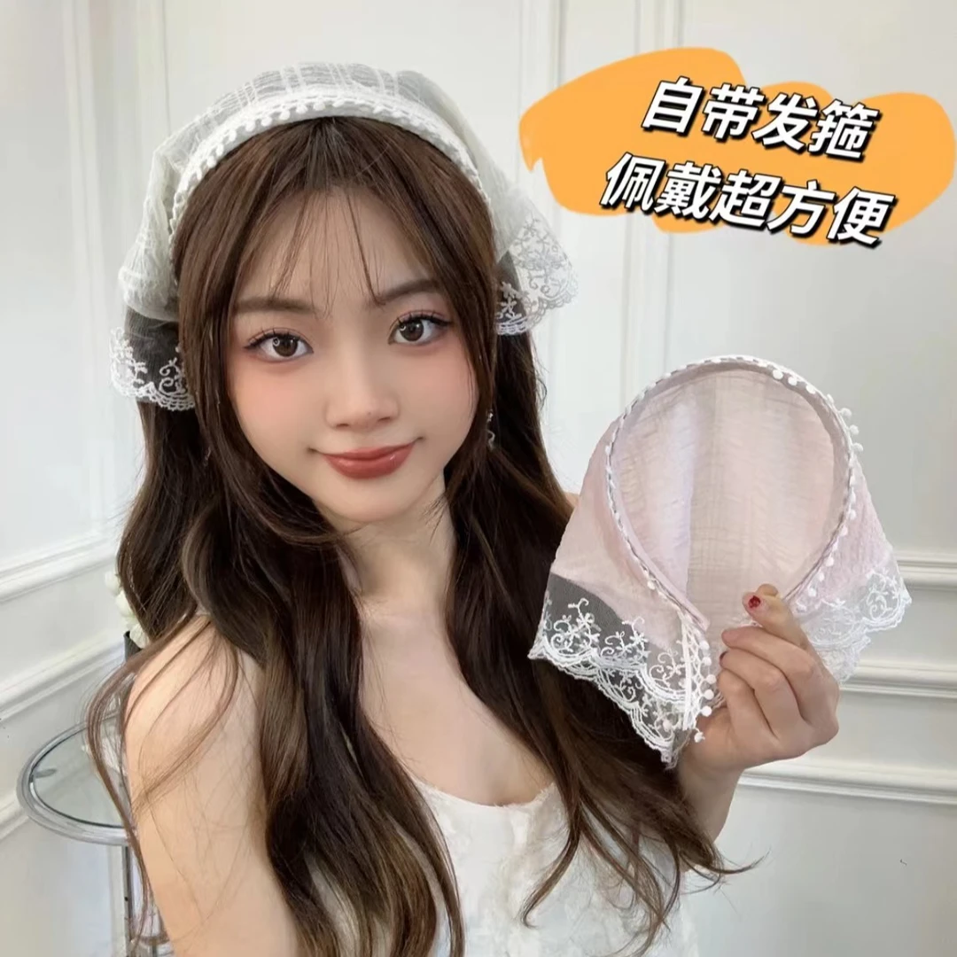 法式复古蕾丝三角巾发箍 包头少女气质甜美可爱时尚超仙头巾发箍