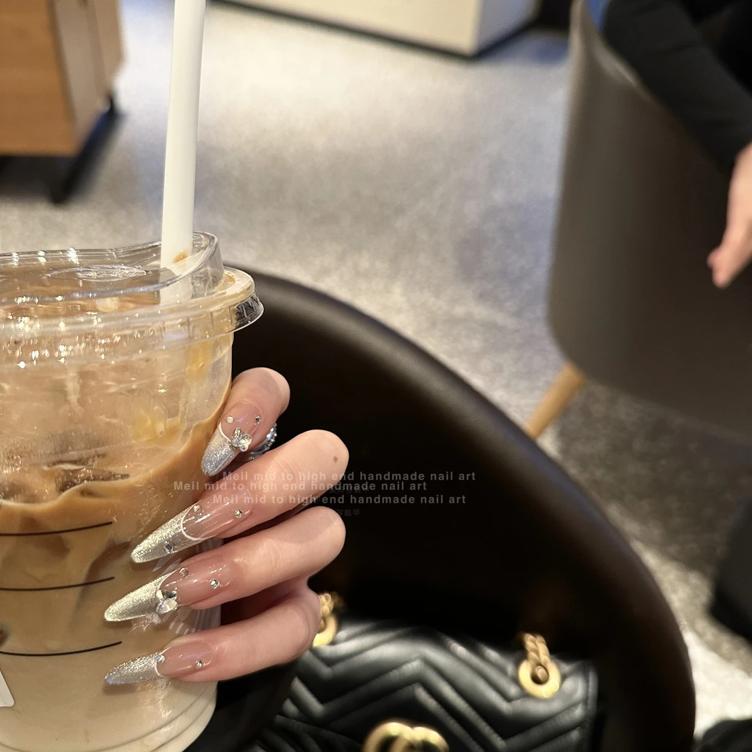 Meil Nail 柏拉图 裸色猫眼法式高级感可拆卸穿戴甲中长款-ML2081