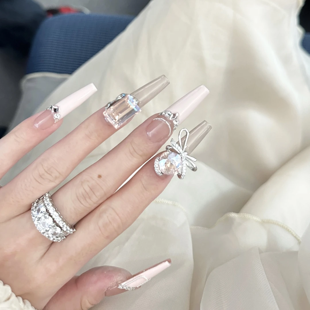 「粉法施华洛」MeiL | 39欧美超长 纯手工定制 施华洛全华穿戴甲