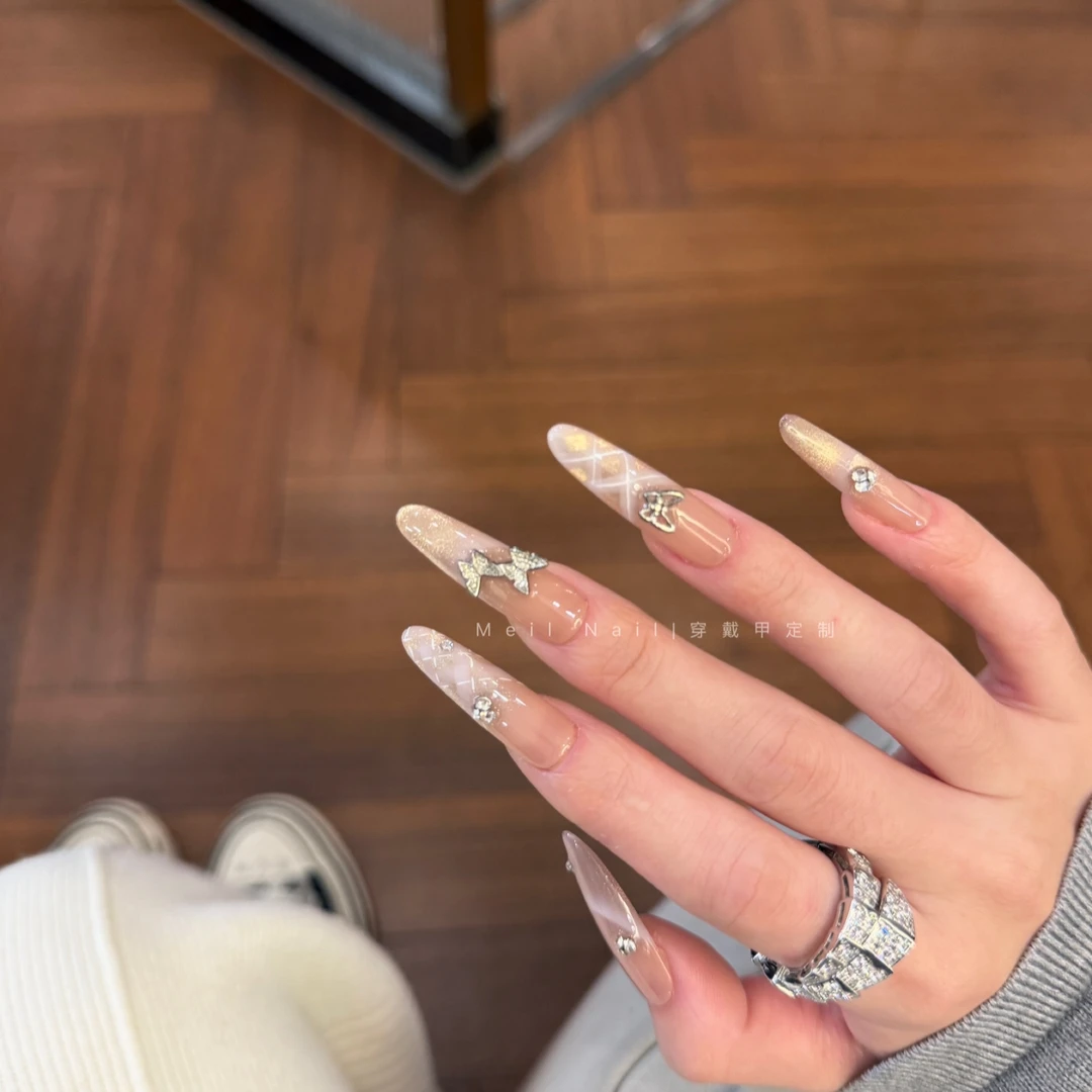 「布朗甜茶」MeiL |33 加长椭圆 纯手工穿戴甲 /可拆卸-ML5011