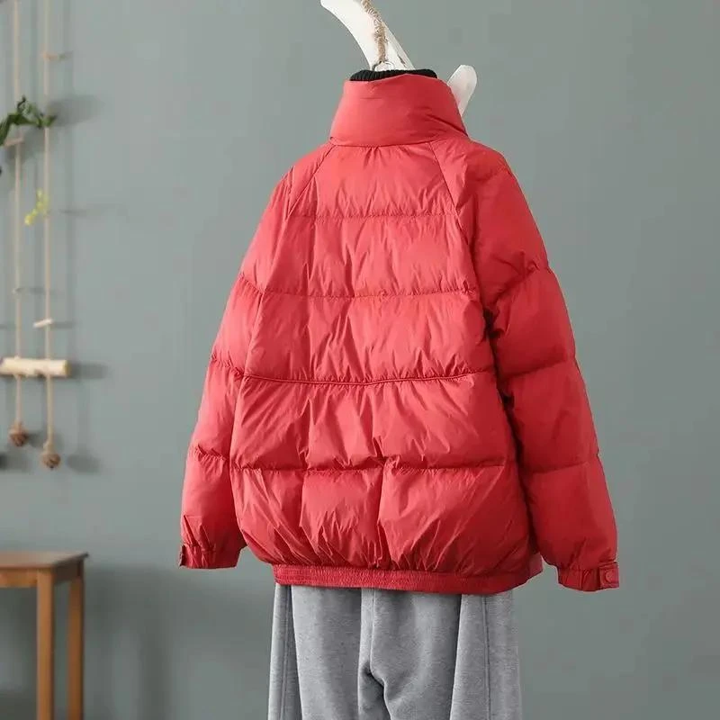 反季清仓羽绒服女短款立领韩版宽松时尚百搭2023新加厚白鸭