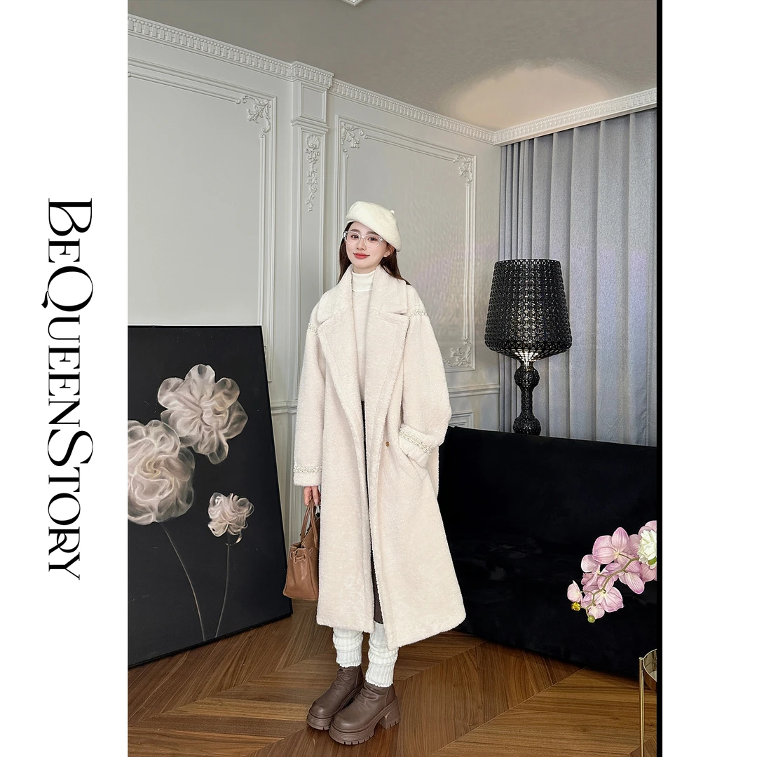 BeQueenStory【浪漫紫水晶】慵懒不挑人手工钉珠大廓形微颗粒外套