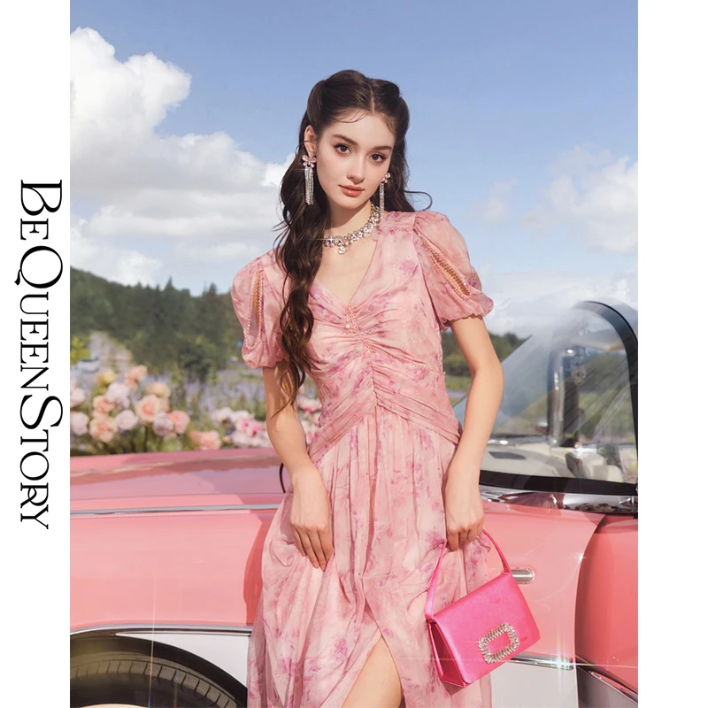 BeQueenStory【蓓丽花园】气质优雅泡泡袖高级感连衣裙新款夏