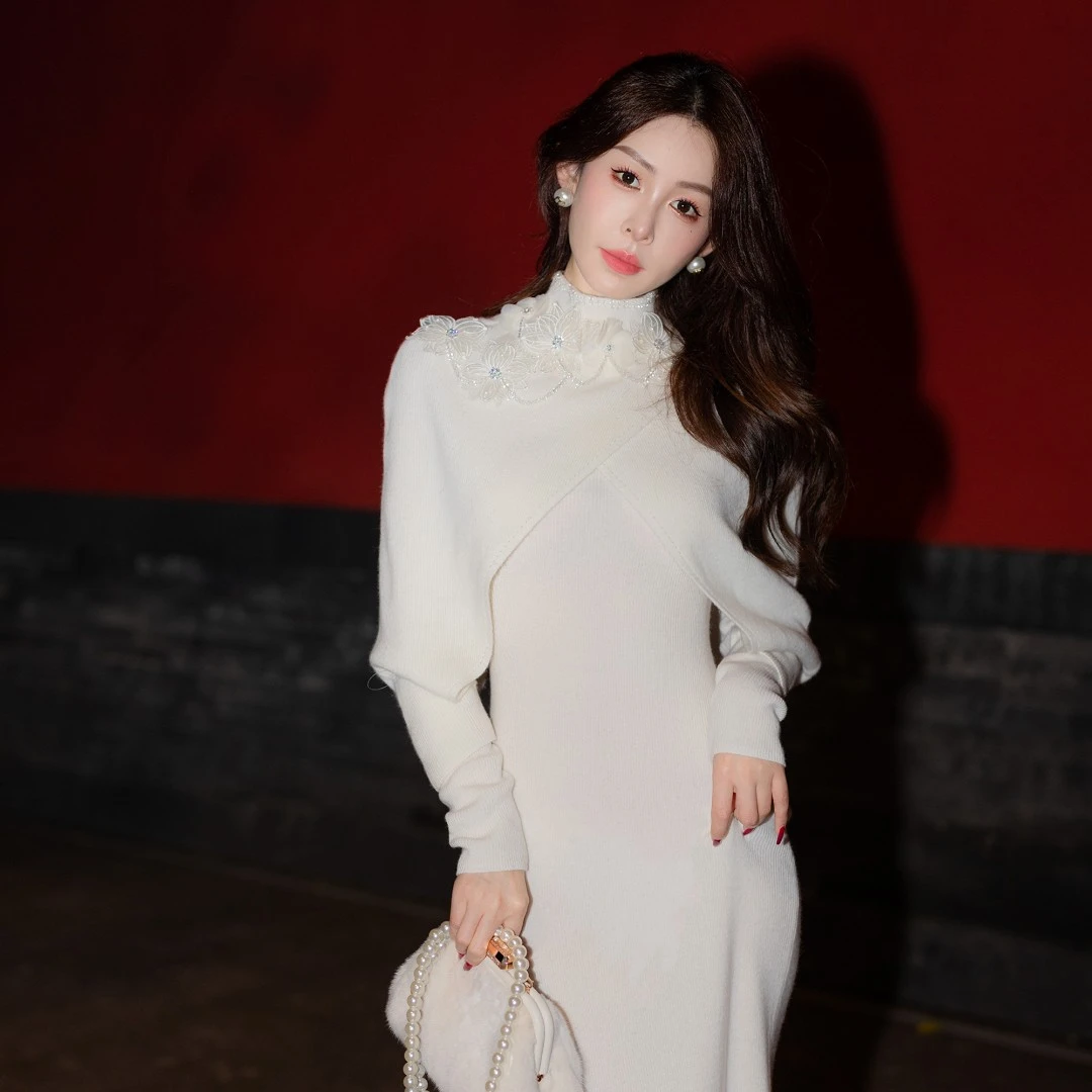 BeQueenStory【北国佳人】仙女国风新中式时尚花朵连衣裙2024
