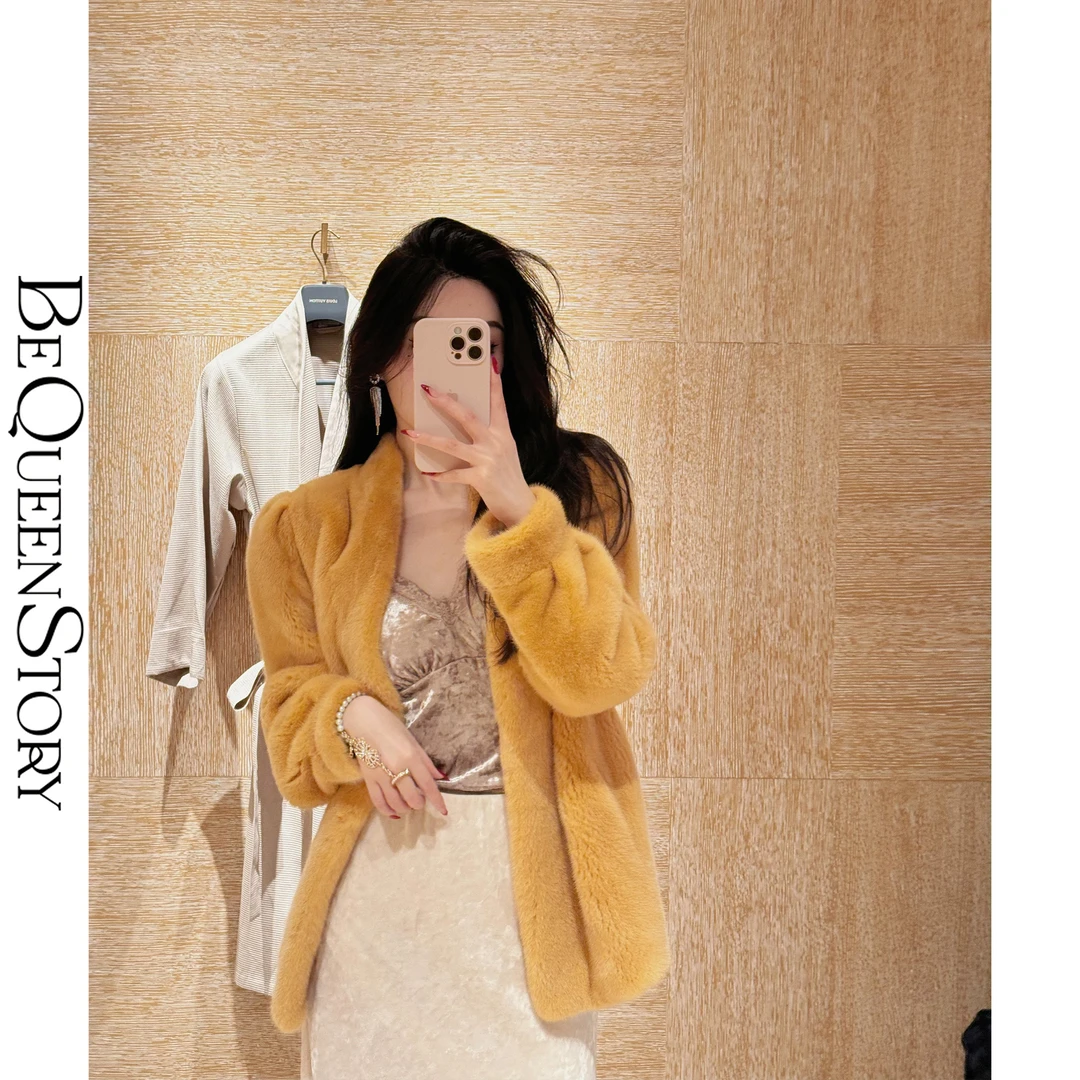 BeQueenStory【权力都市】2025年新款丹麦皇冠天鹅绒水貂外套上衣女