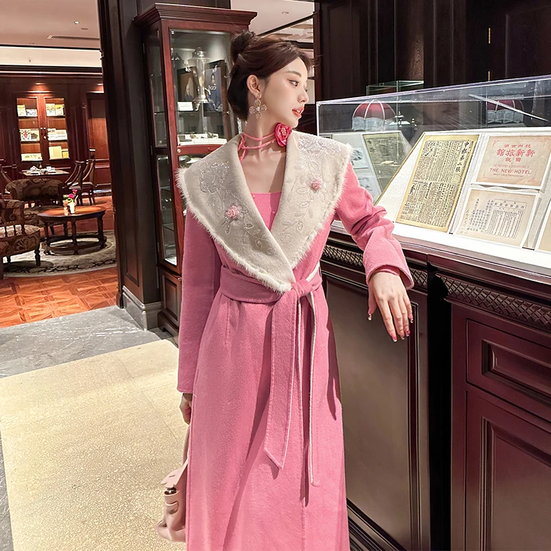 BeQueenStory【再见倾心】轻奢潮流百搭设计感时尚早秋羊毛长外套