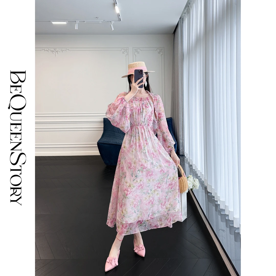 BeQueenStory【空中花园】定制印花轻薄木耳边收腰A字吊带裙&开衫