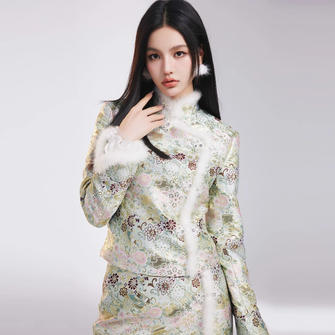 BeQueenStory【金枝玉叶】国风盘扣珍珠花边时尚套装