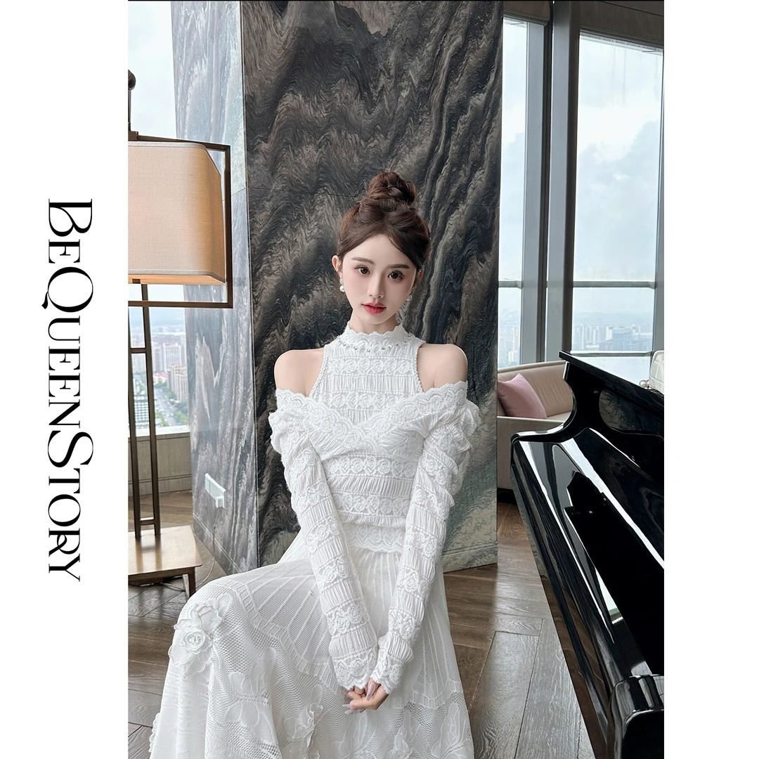 BeQueenStory【藤花告白】复古风爆款洋气柔软亲肤修身蕾丝女上衣