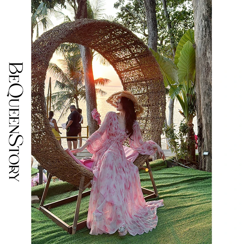 余潇潇【西西里漫花】轻奢优雅海边度假连衣裙小众高级感女装