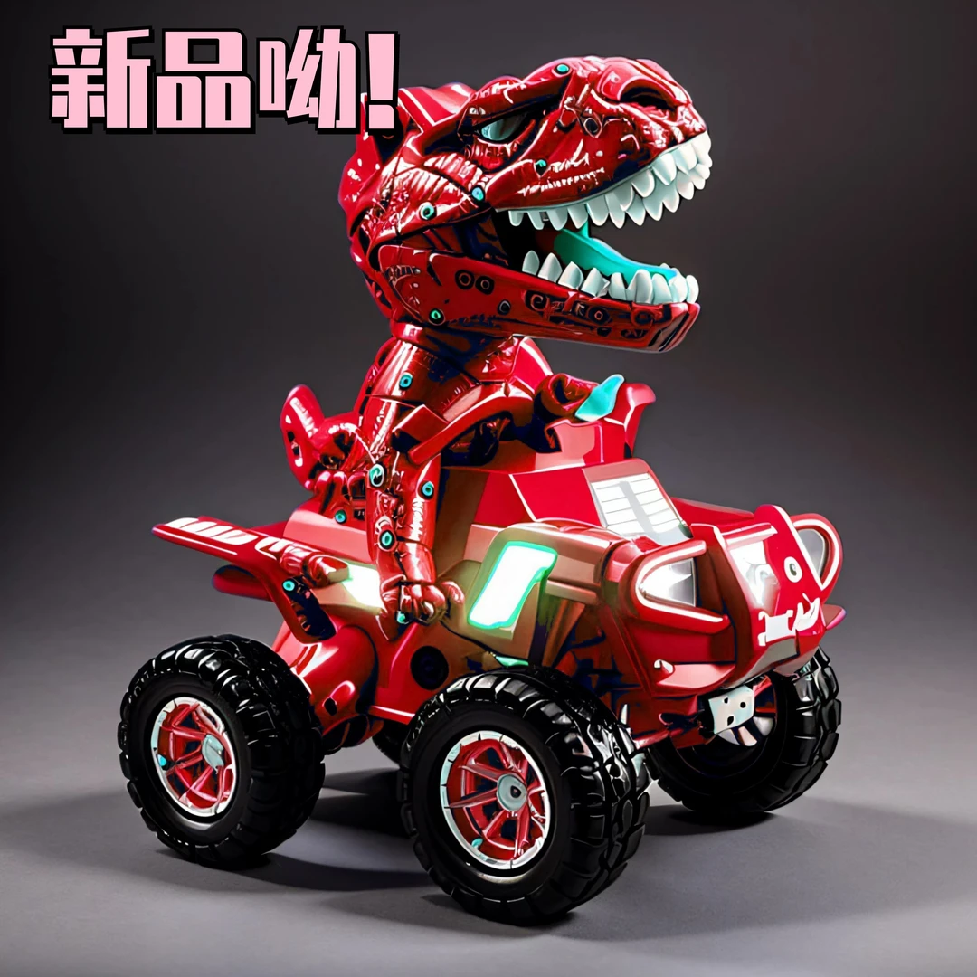 【新品】霸王龙惯性车恐龙玩具儿童模型仿真动物挖掘机回力积木益智