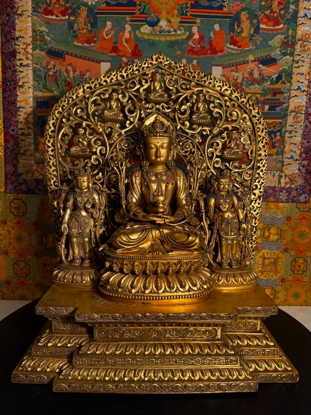 艺术品摆件古董古玩收藏陈列品老物件观音鎏金佛堂