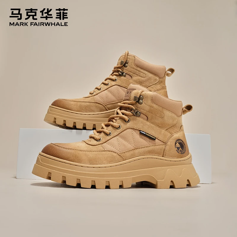 马克华菲新款秋冬马丁靴百搭复古大黄靴户外休闲马丁靴厚底真皮