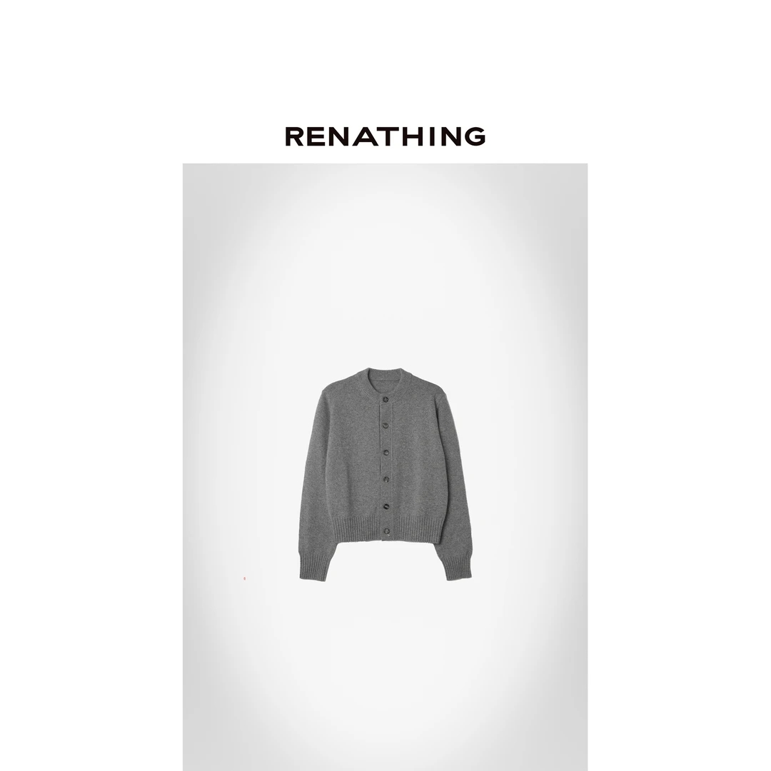 【RENATHING】纯色简约圆领针织开衫
