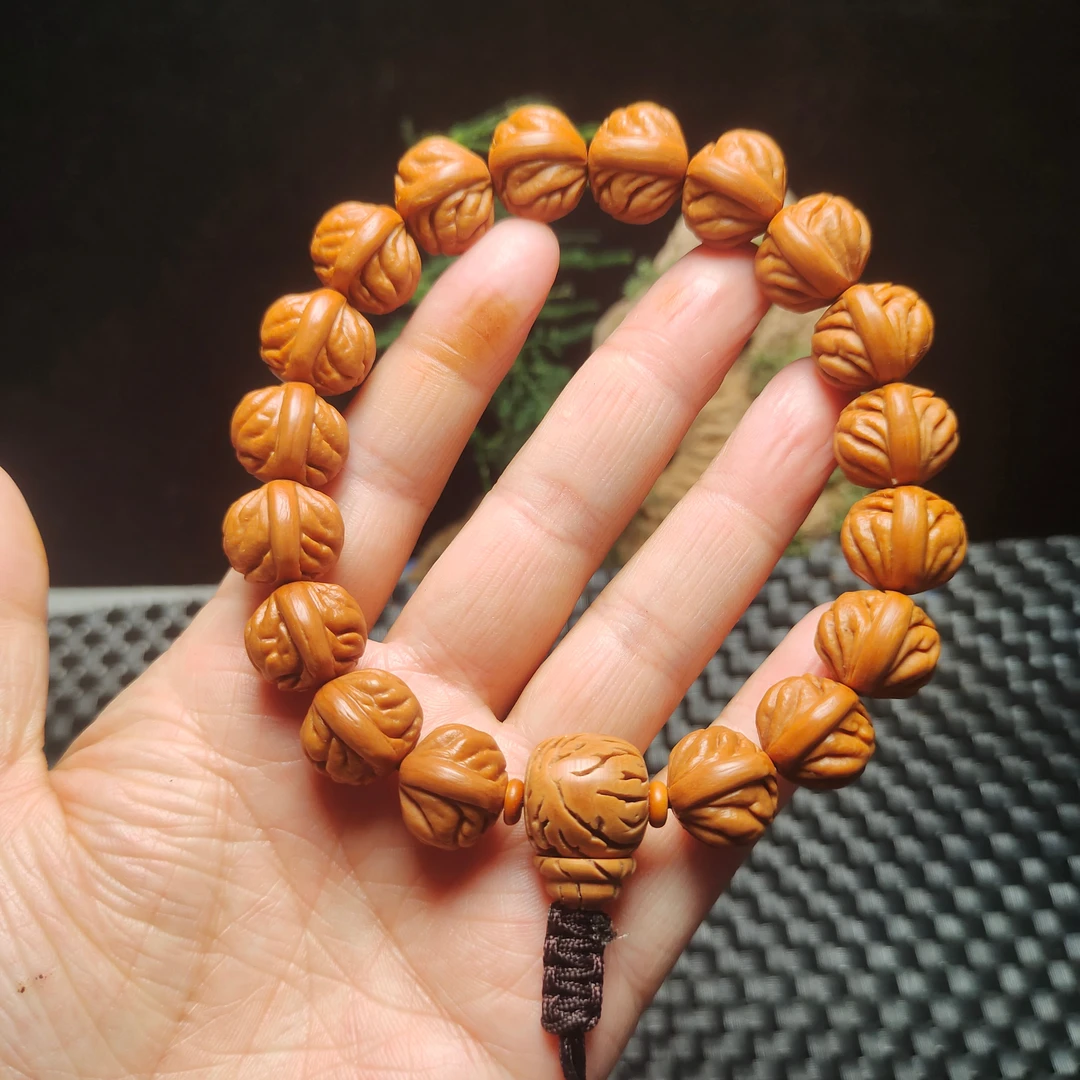 纯手工天然原生态文玩桃核高密度山川水流纹手串桃核秦岭核桃
