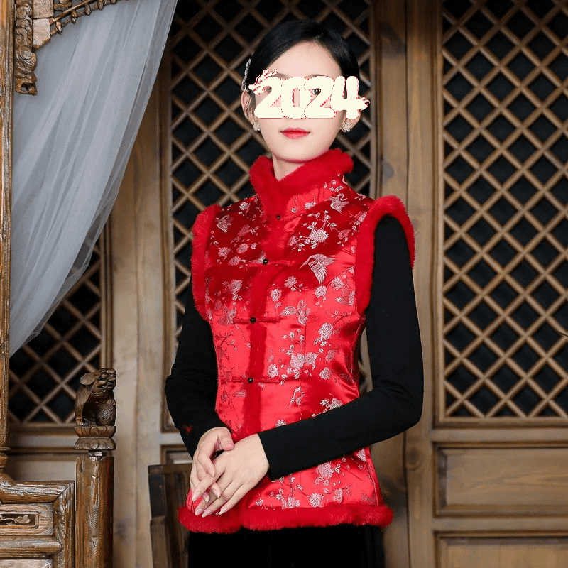 过年唐装女装中式旗袍小袄中国风冬季汉服红色上衣复古盘扣小袄