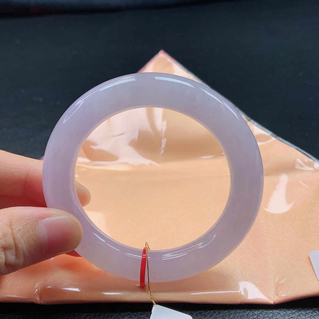 56圈冰种冰透粉紫翡翠圆镯缅甸天然a货高贵甜美时尚胖圆手镯紫色