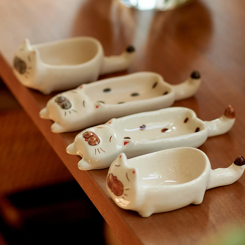 肆月代真日式卡通猫咪酱料碟家用陶瓷小碟子火锅调味碟酱油醋碗碟