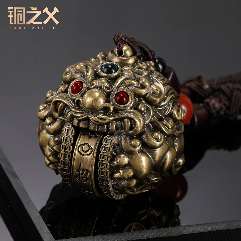 铜之父【貔貅手把件】铜工艺品创意礼品貔貅手把件生日礼物包挂件