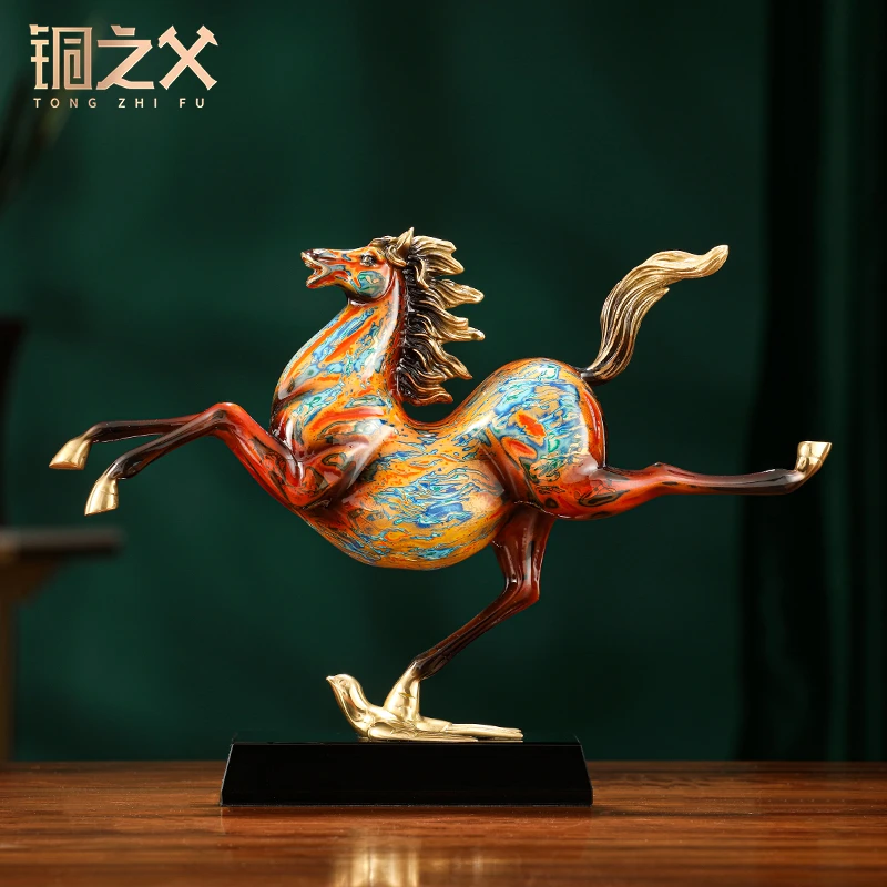 铜之父【马踏飞燕】全铜马摆件中式办公室玄关客厅酒柜装饰商务礼
