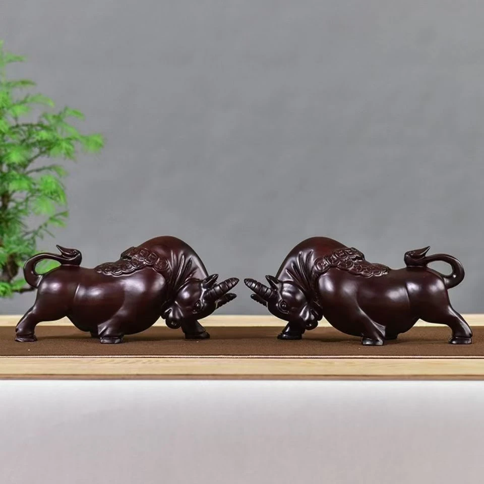 木雕牛摆件牛气冲天实木雕刻工艺品