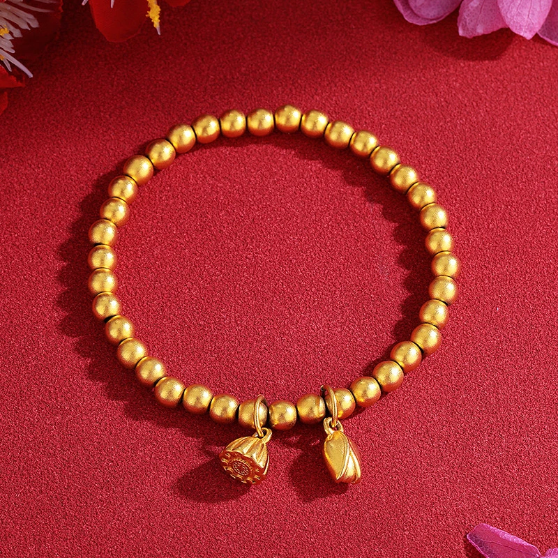 铜合金手链 【高定款】两世欢莲蓬手链弹力绳气质百搭传承手串