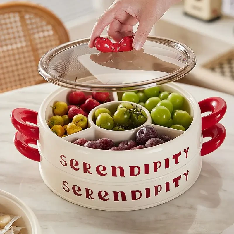 家用喜庆干果盘客厅坚果盒茶几糖果盒结婚乔迁新居瓜子零食收纳盒
