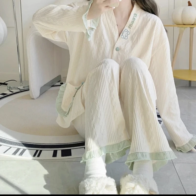 睡衣女春秋夏季长袖长裤洋气透气宽松套装2024新款女款爆款家居服