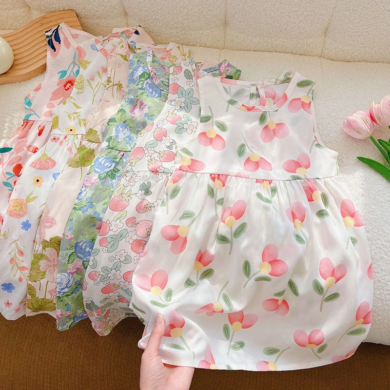 149510儿童绵绸裙碎花薄款连衣裙半身裙宝宝女宝夏季新款甜美风