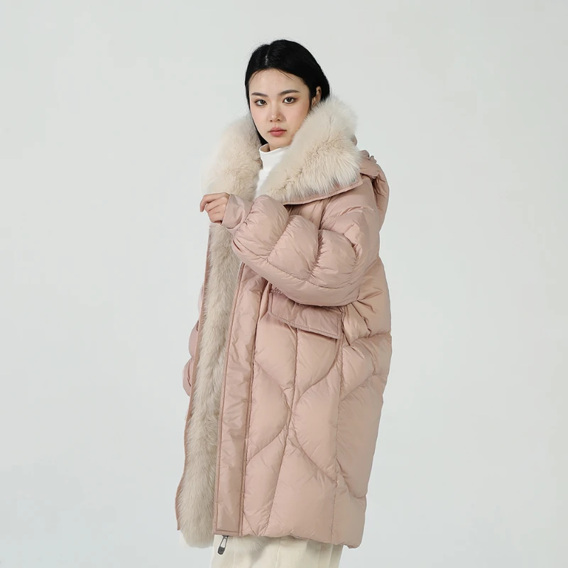 【无帽子款】女装瑕疵品153241290时尚中长款羽绒服女装冬季百搭